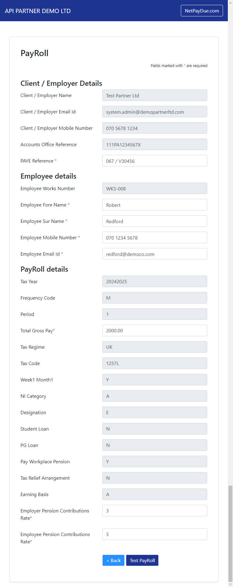 API Integration with 1 A Simple Payroll